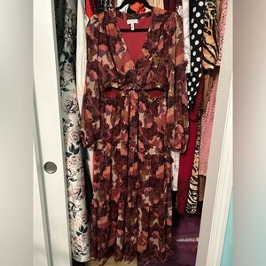 Sofia Jeans by Sofia Vergara Burgundy Floral Dress